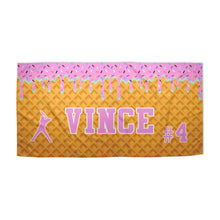 Load image into Gallery viewer, Ice Cream Drip Baseball Beach Towels (3 sizes and 5 color choices starting at $29.99)
