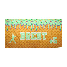 Load image into Gallery viewer, Ice Cream Drip Baseball Beach Towels (3 sizes and 5 color choices starting at $29.99)