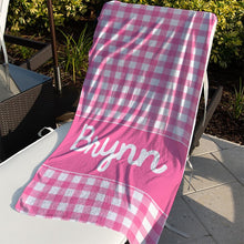 Load image into Gallery viewer, Preppy Gingham Beach Towel (3 sizes and 20 color choices starting at $29.00)