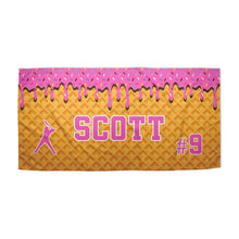 Load image into Gallery viewer, Ice Cream Drip Baseball Beach Towels (3 sizes and 5 color choices starting at $29.99)