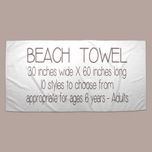 Load image into Gallery viewer, Multi Color Outline Beach Towel ( 3 sizes and 10 color choices Starting at $29.00)
