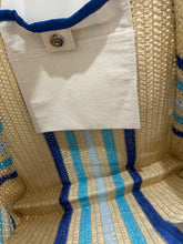 Load image into Gallery viewer, Natural Straw Tote in Blue
