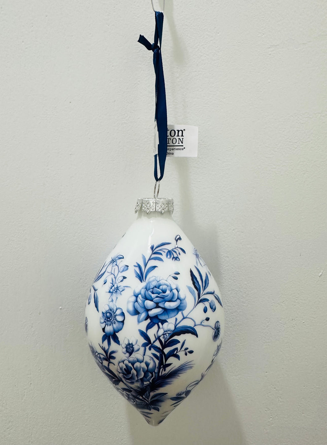 Olive Shape Blue Floral Ornament