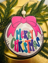 Load image into Gallery viewer, Wooden Merry and Bright Bow Ornament
