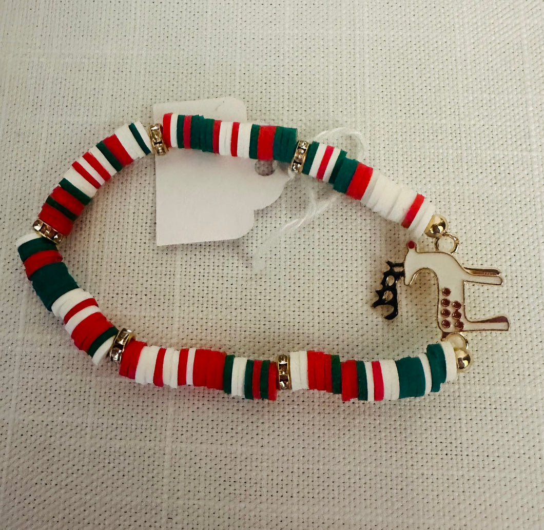 Christmas Stretch Bracelet with Reindeer