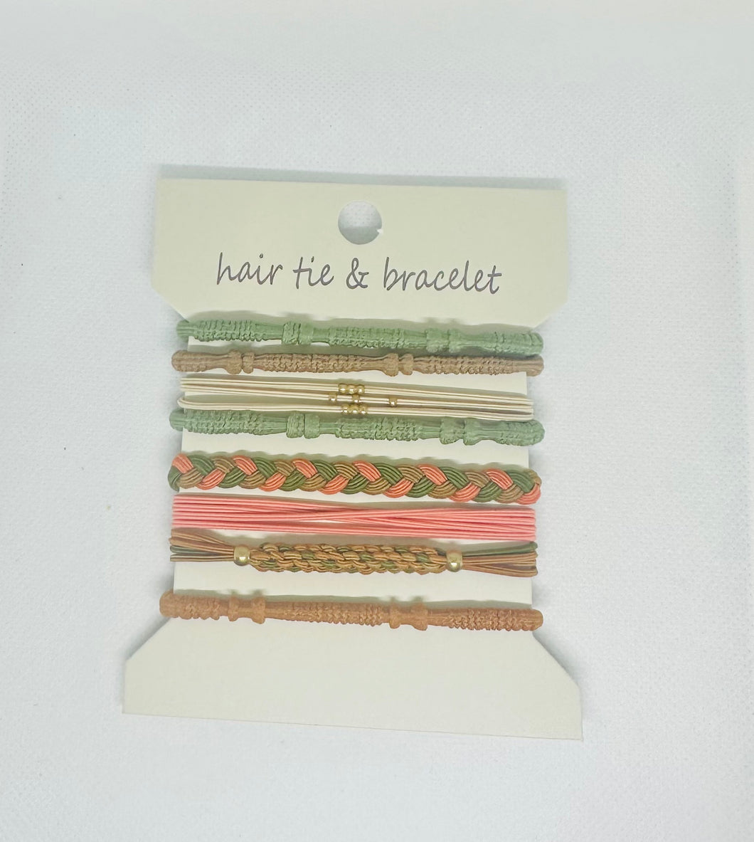 Boho Dual Function Knot Bracelet Hair Ties Olive