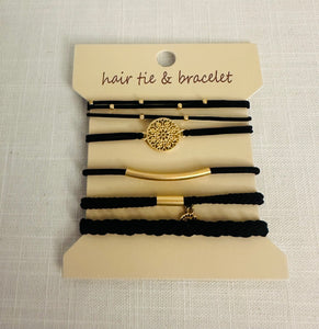Boho Dual Function Knot Bracelet Hair Ties Black