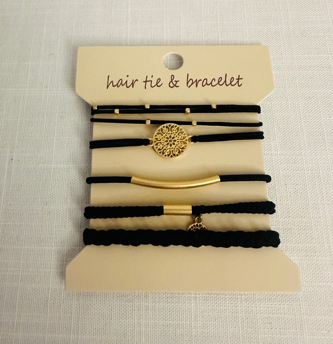 Boho Dual Function Knot Bracelet Hair Ties Black