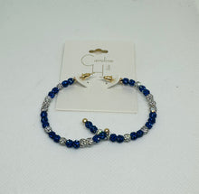 Load image into Gallery viewer, Game Day Earrings Blue &amp; White
