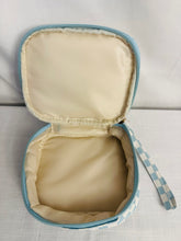 Load image into Gallery viewer, Square Checked Make Up Pouch Blue and White
