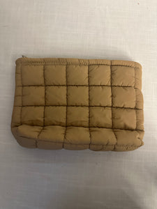 Quilted Puffy Cosmetic Bag Tan