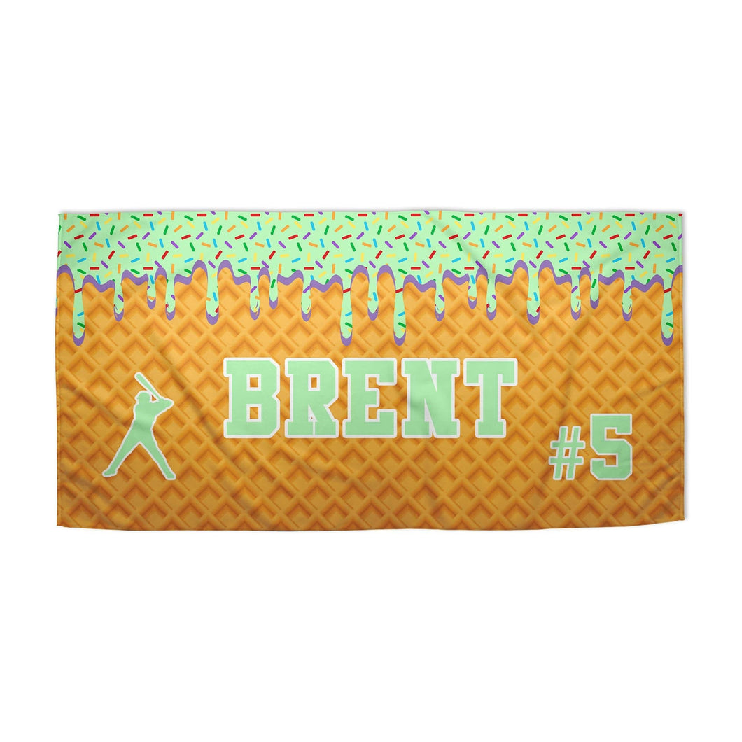 Ice Cream Drip  Baseball Beach Towels (3 sizes and 5 color choices starting at $29.99)