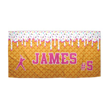 Load image into Gallery viewer, Ice Cream Drip  Baseball Beach Towels (3 sizes and 5 color choices starting at $29.99)
