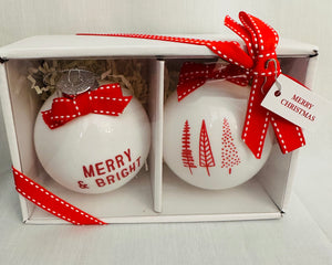 Glass Ornament Set Merry