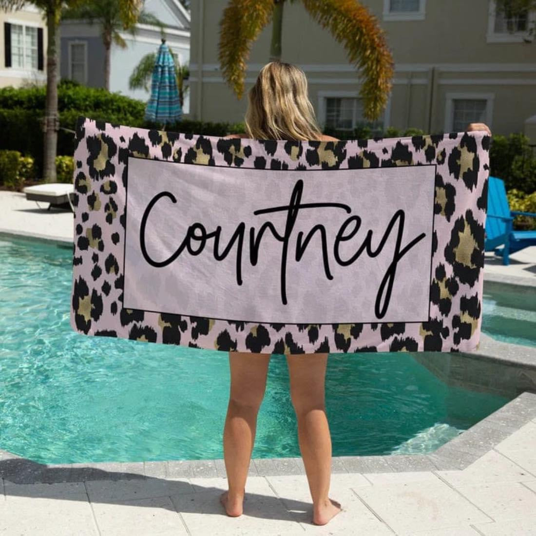 VOSERY Quick Dry Beach Towel - Soft Leopard Print Bath Towel, 52x32 Inches, Super Absorbent & Sand-Resistant