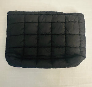 Quilted Puffy Cosmetic Bag Black