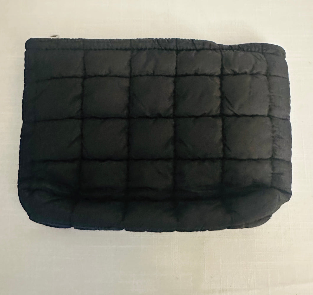 Quilted Puffy Cosmetic Bag Black
