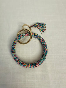 Beaded Multi Color Key Ring