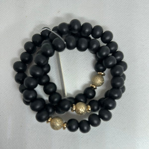 Black Wood Beaded Bracelet Set