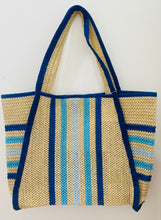 Load image into Gallery viewer, Natural Straw Tote in Blue
