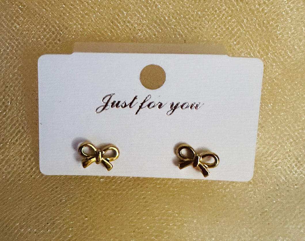 18K Gold Stainless Steel Bow Stud Earrings