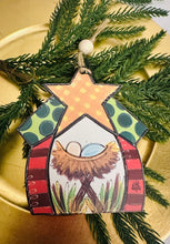 Load image into Gallery viewer, Wooden Star Nativity Ornament
