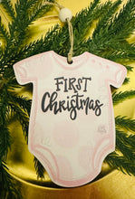 Load image into Gallery viewer, Wooden Baby’s First Pink Christmas
