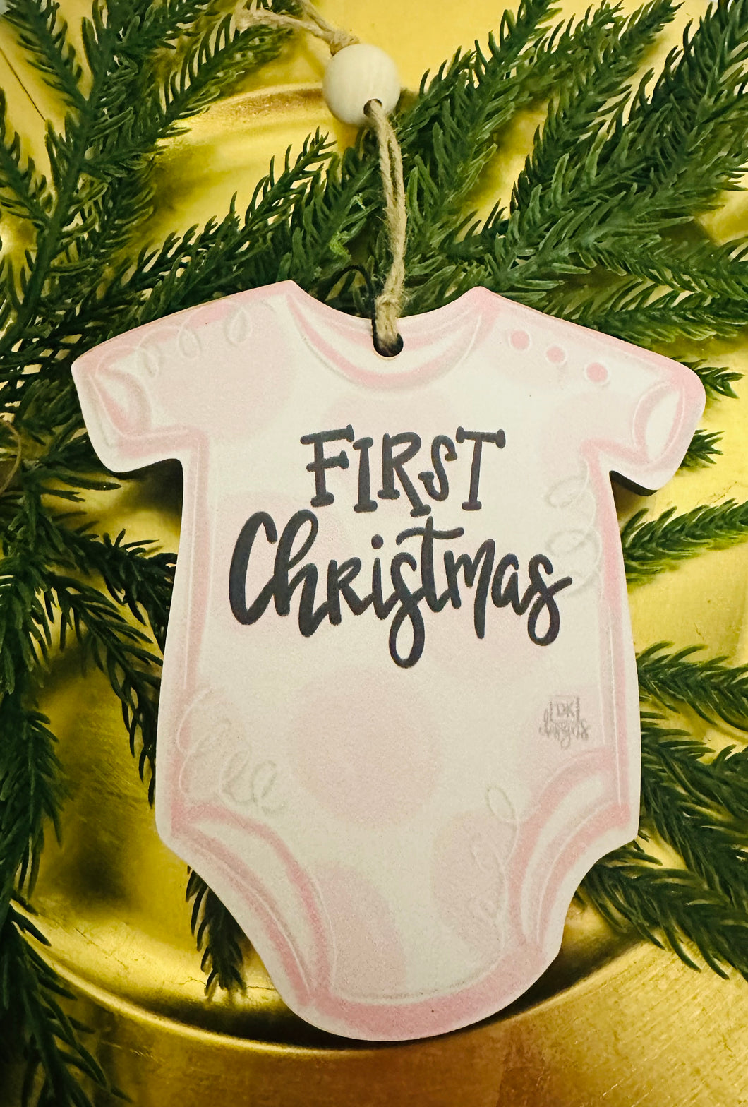 Wooden Baby’s First Pink Christmas