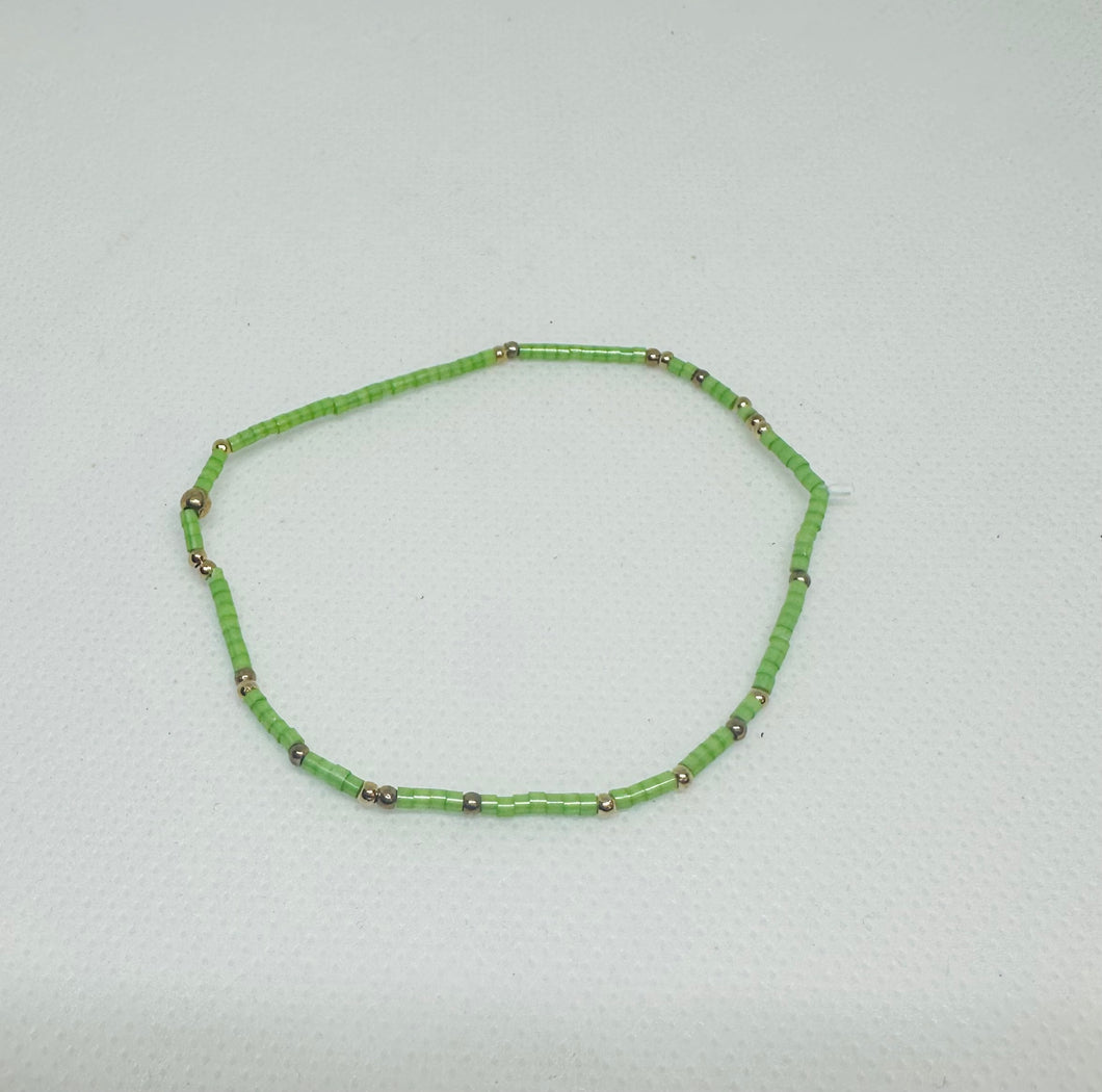 Boho Colorful Ball Beaded Bracelet Lime