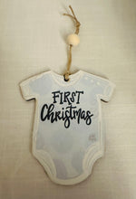 Load image into Gallery viewer, Wooden Baby’s First Blue Ornament
