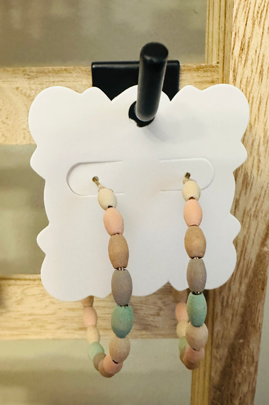 Small Wooden Beaded Hoops