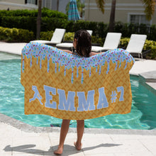 Load image into Gallery viewer, Ice Cream Drip Softball Beach Towels (3 sizes and 5 color choices starting at $29.99)
