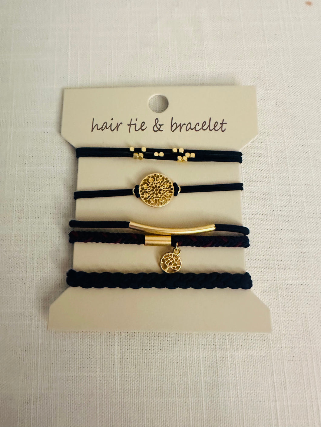 Boho Dual Function Knot Bracelet Hair Ties Navy