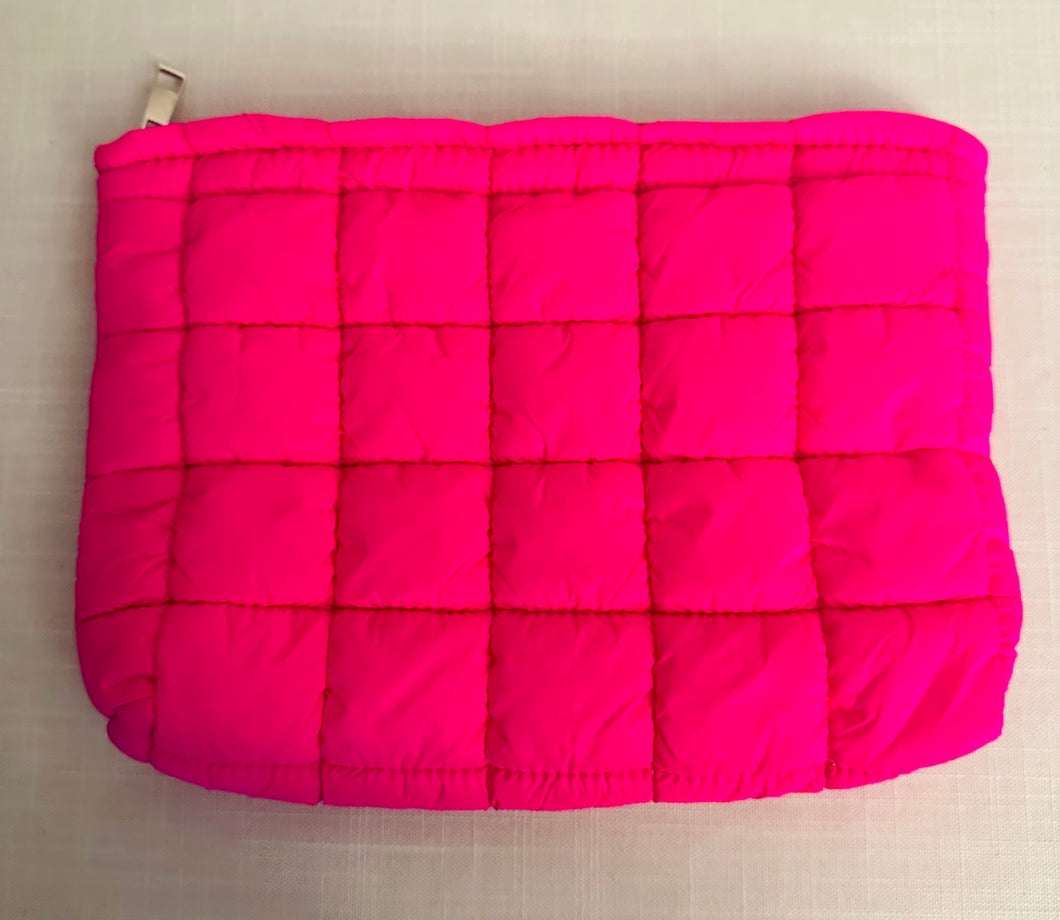 Quilted Puffy Cosmetic Bag Fuchsia