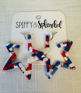 Red, White, & Blue Star Earring
