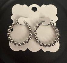 Load image into Gallery viewer, Gold 18K Stainless Steel Circle Ball Hoop Earrings Silver
