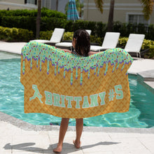 Load image into Gallery viewer, Ice Cream Drip Softball Beach Towels (3 sizes and 5 color choices starting at $29.99)
