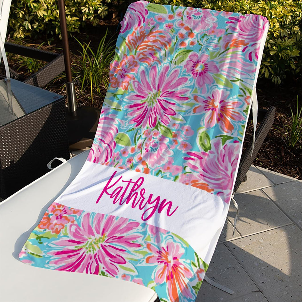 Personalized Floral Towel (Child and Adult Sizes)