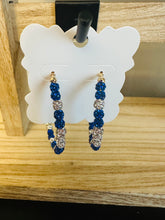 Load image into Gallery viewer, Game Day Earrings Blue &amp; White
