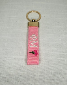 Phi Mu Embroidered Keychain