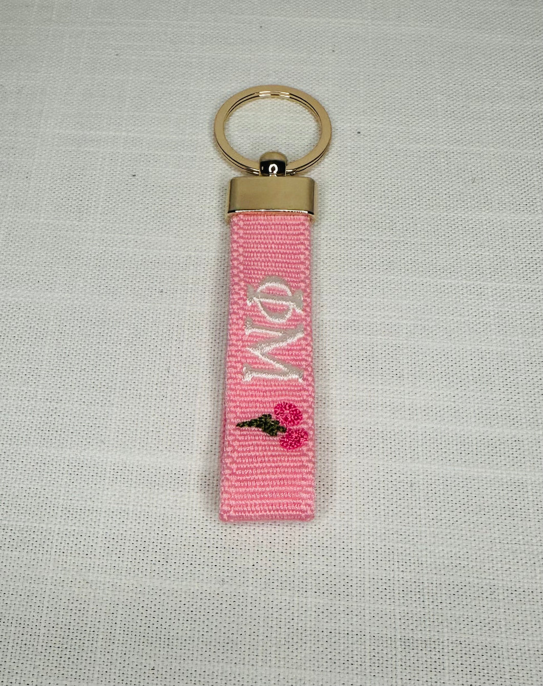 Phi Mu Embroidered Keychain