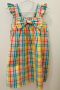 Rainbow Gingham Flutter Bow Dress