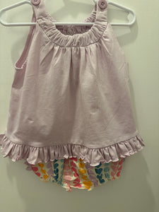 Soft Lilac Knit Ruffle Swing Top & Heart Ruffle Bloomers