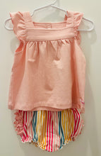 Load image into Gallery viewer, Pink Flutter Square Neck Top &amp; Stripe Ruffle Bloomer Set
