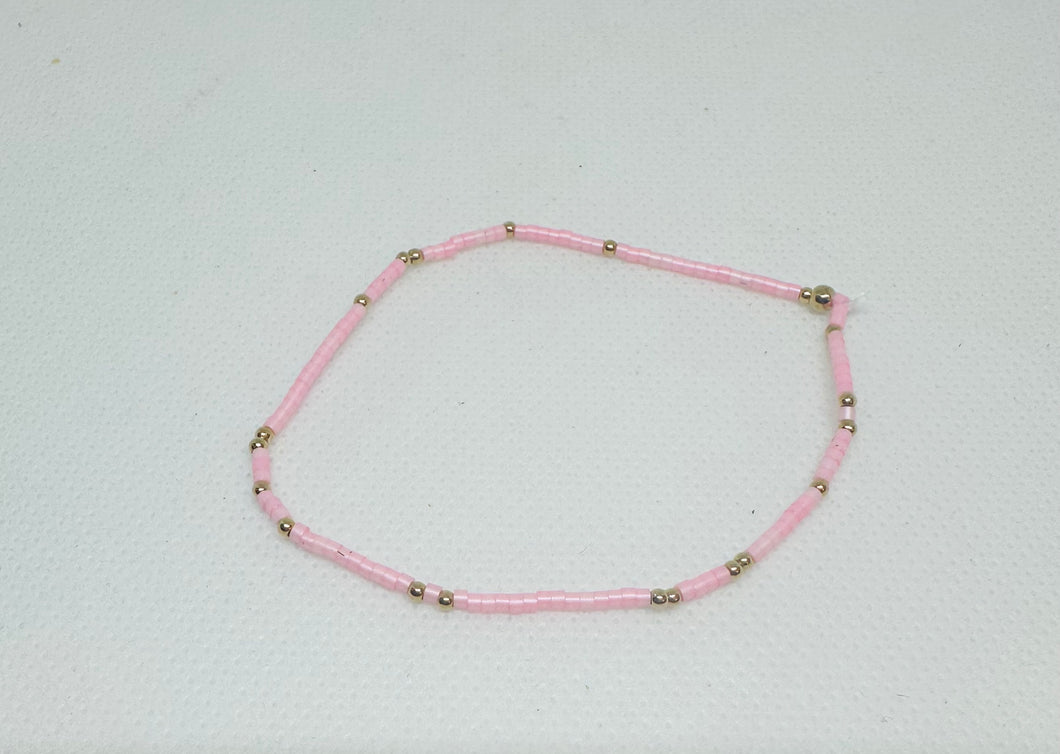 Boho Colorful Ball Beaded Bracelet Pink