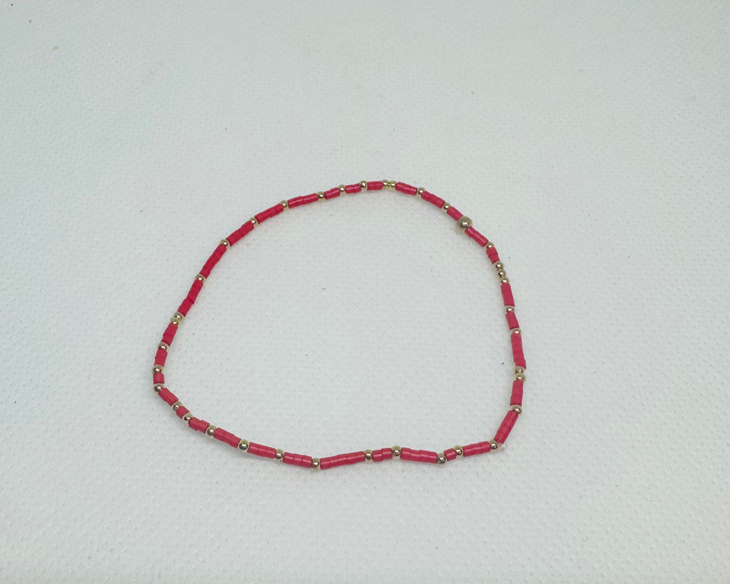 Boho Colorful Ball Beaded Bracelet Red