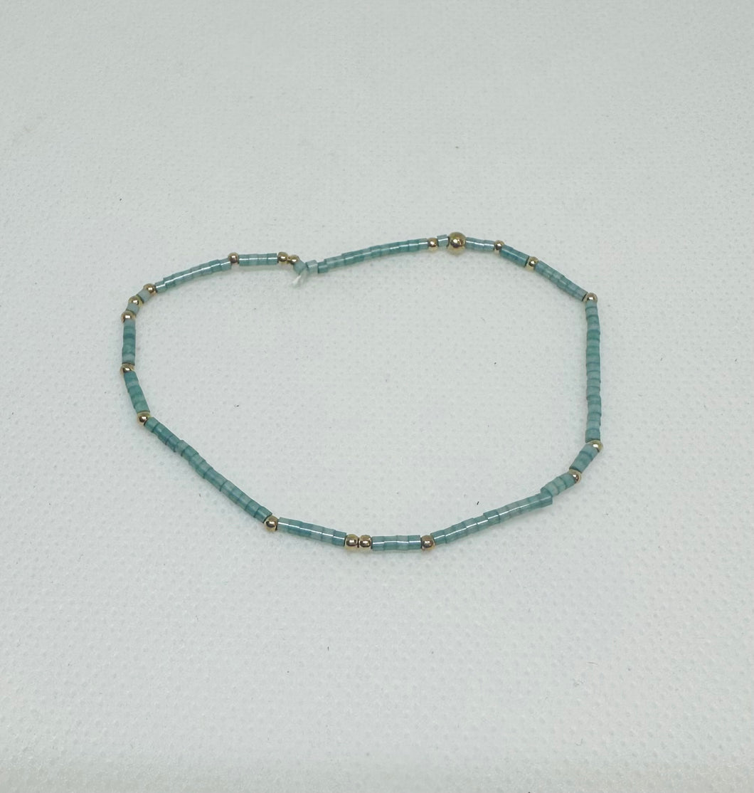 Boho Colorful Ball Beaded Bracelet Smoky Blue