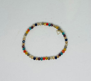 Multi Colored Bracelet with Pearl