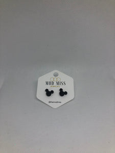 Black Glitter Mickey Mouse Studs