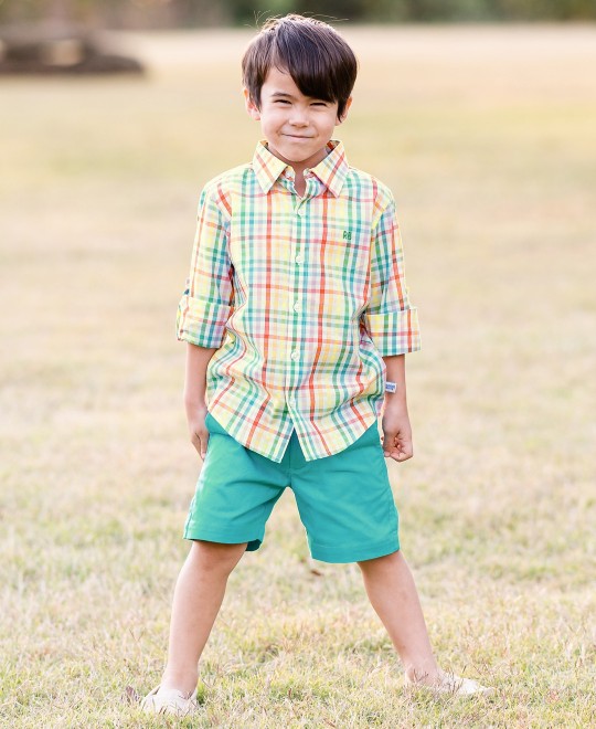 Rainbow Gingham Button Down Shirt